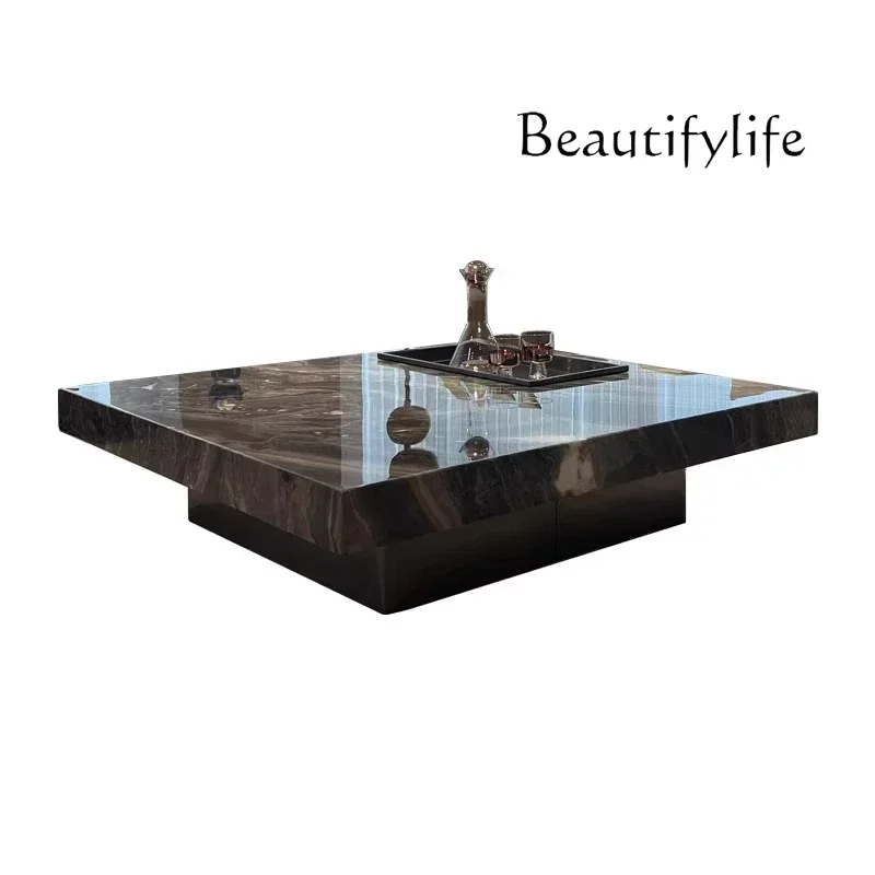 X X Imported Natural Luxury Stone High-end Coffee Table Living Room Household Light Luxury Simple Suspended Square Coffee Table