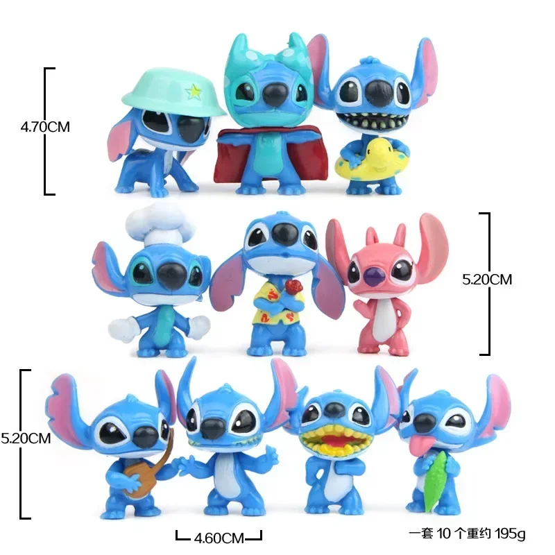 Anime Lilo & Stitch Action Figure com Saco, Modelo Ornamental, Decoração de Saco, Colecionar Brinquedos, Presente, 38pcs