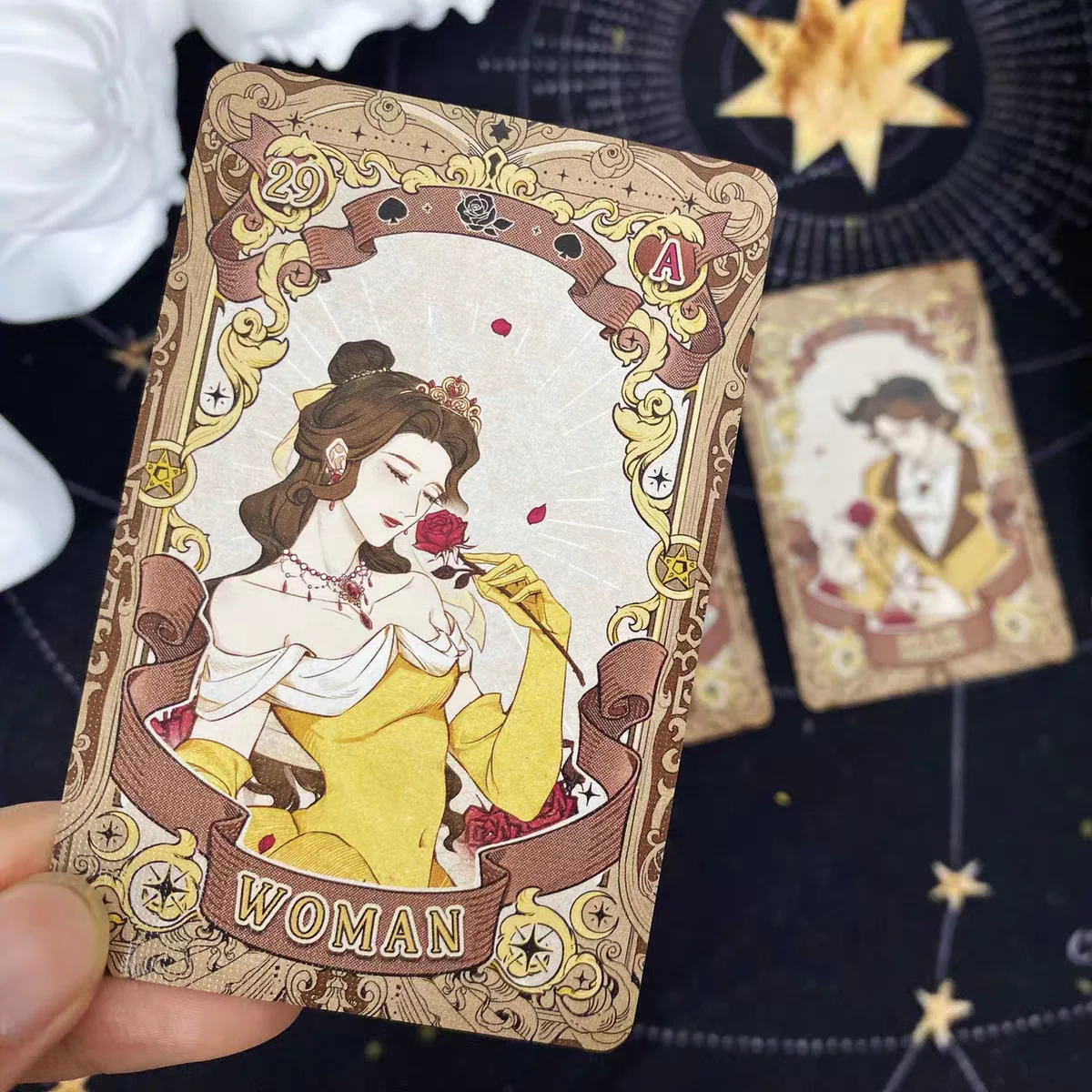 Märchenhafte Traum-Lenormand-Karten 44 Karten Vintage Märchen-Orakel-Deck Wahrsagerei Zukunftsdeutung Hexen-Karten mit Goldrand – Detail 6