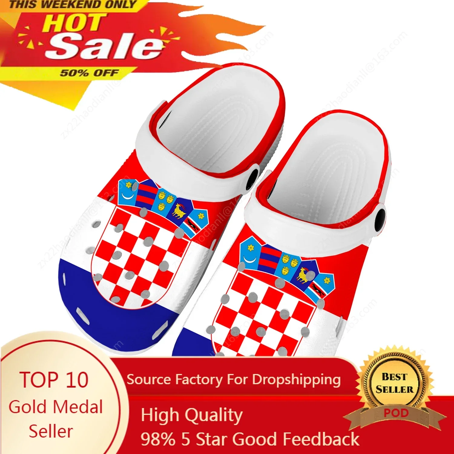 

Croatian Flag Home Clogs Custom Water Shoes Mens Womens Teenager Croatia Shoe Garden Clog Breathable Beach Hole Slippers