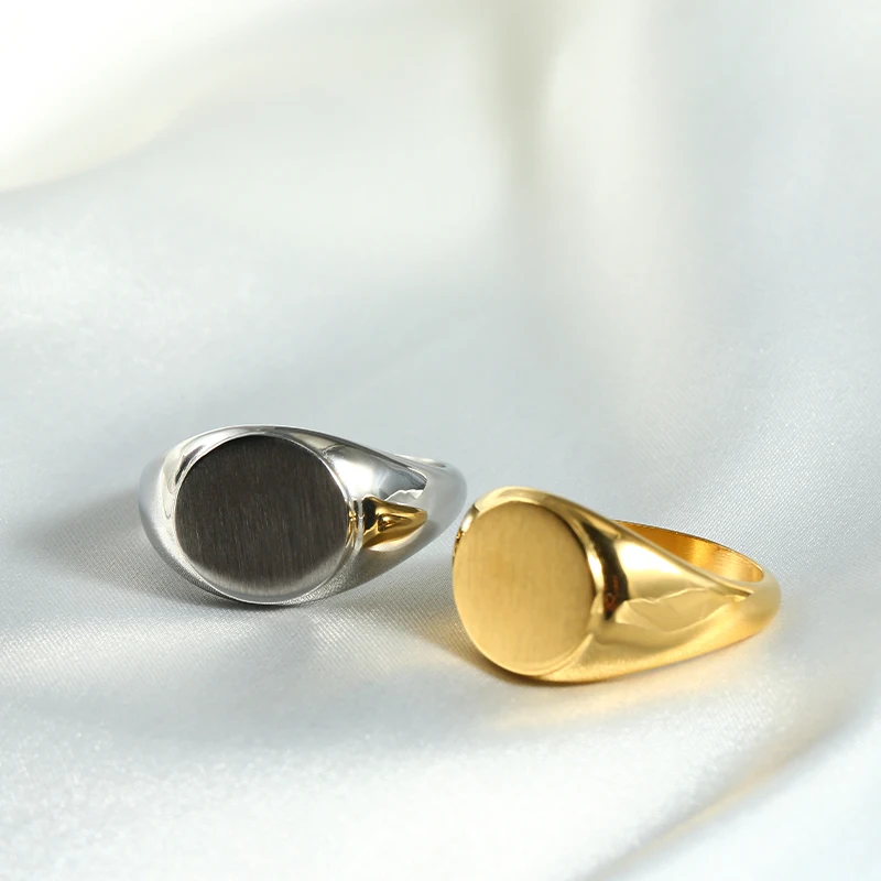 الروح الرجال خواتم للنساء الرجال كبيرة هندسية البيضاوي تصميم الذهب اللون التيتانيوم الصلب الزفاف الكلاسيكية بسيطة خواتم Signet مجوهرات