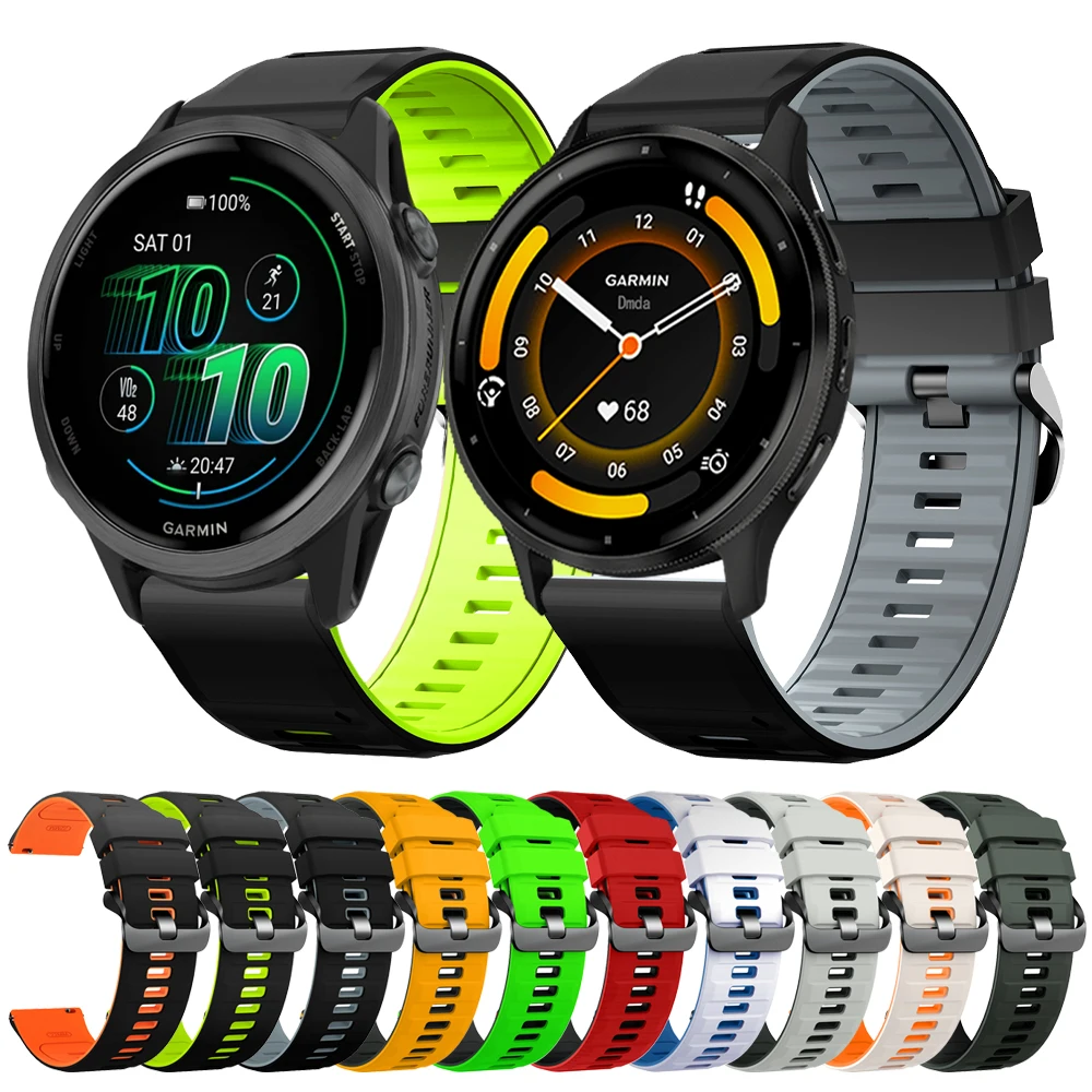 20 22mm Silikonarmband für Garmin Venu 2 3 4 sq/Forerunner 570 265 165 245 55/Active 5 Vivoactive 6 Sportarmband Ersatzband