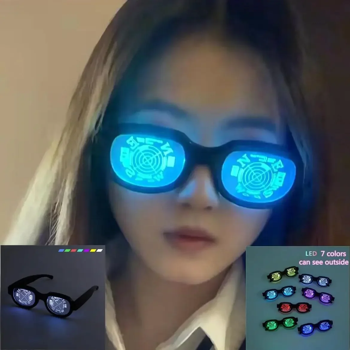 LED Conan Same Luminous Glasses Funny Performance Glasses USB Charging Cosplay Glasses Props Bar Light Dance Party Supplies image 4