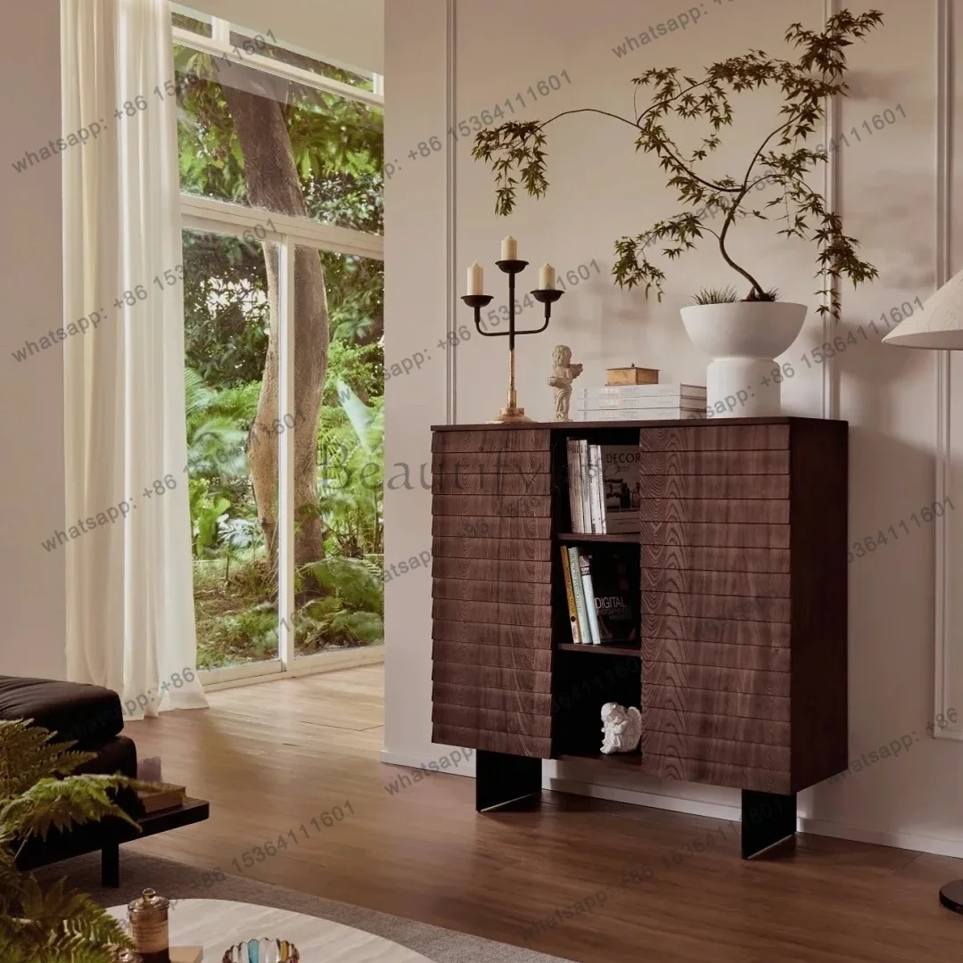 

yj5 Nordic wind walnut bookcase household ash wood entrance living room storage locker room decor