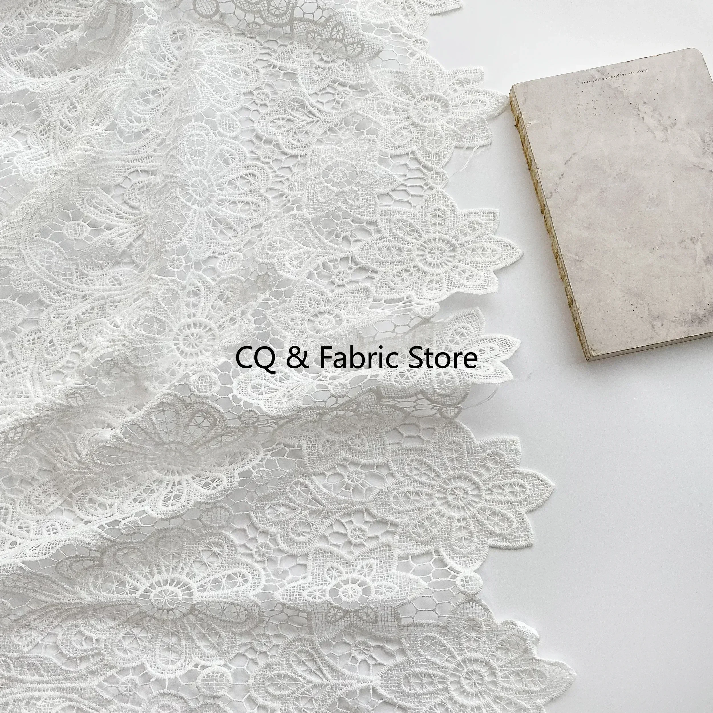 Off White Guipure Lace Fabric with Leaf Flower Hollowed Out Fabric for Wedding Dress, Bridal bolero, Garments