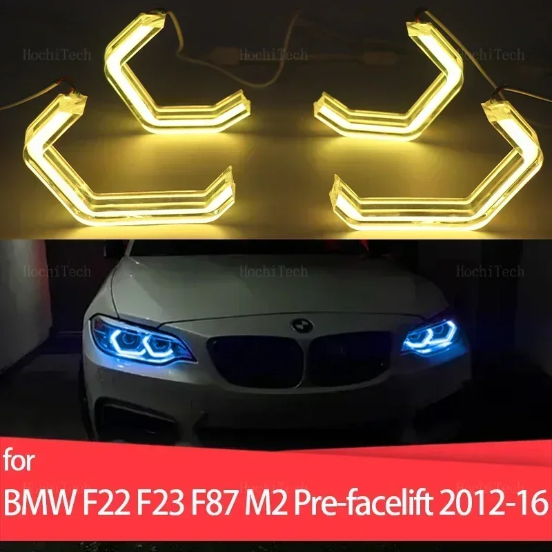 M4 Style LED Angel Eyes Kit Ring RGB Colors APP Control Headlight Lamps for BMW 2 Series F22 F23 F87 M2 Pre Facelift 2012-2016