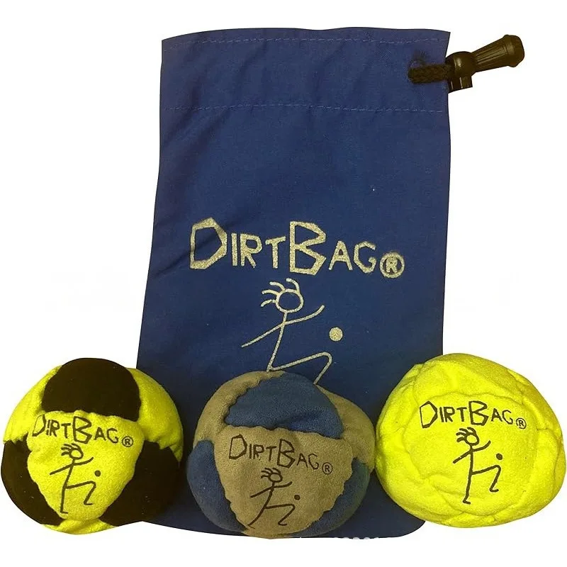 Dirtbag Classic Footbag Hacky Sack 3-Pack with Carry Pouch,Sand-Filled 8-Panel S