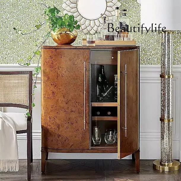 

French classical solid wood wine cabinet against the wall French retro home storage simple double door porch shoe cabinet