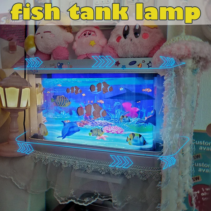 Moving Fish Tank Lamp Artificial Tropical Fish Tank Lamps Aquarium Decor Night Light Virtual Ocean Dynamic LED Table Lamp Gifts