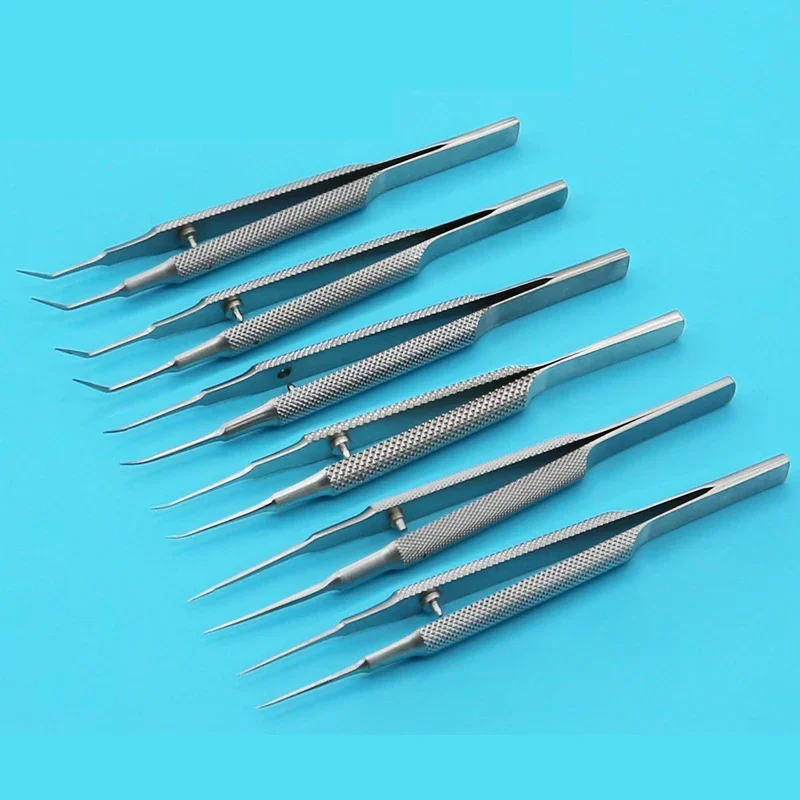 Stainless Steel Fine Tweezers Straight with Teeth Hook Platform for Double Eyelid Ophthalmic Microtweezers Precision Tool