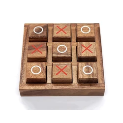 Tic Tac Toe Wood XO Chess Board Game 3D Puzzle Brain Teaser Fun Logic Challenges Adults Children Educational Toys