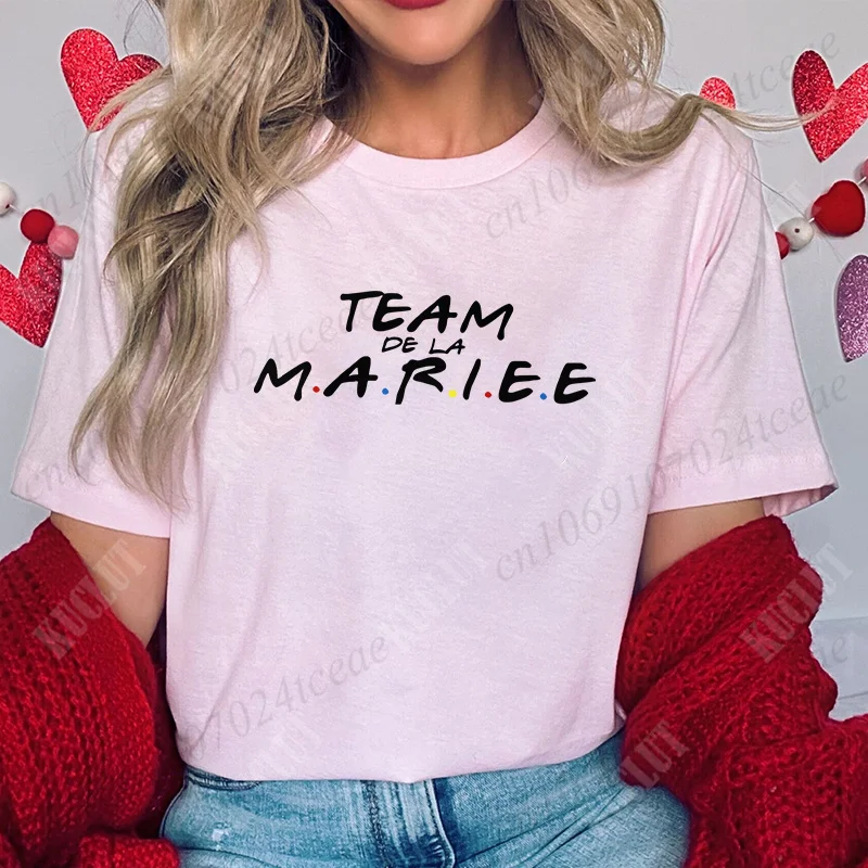 Friends Bachelorette EVJF Party T-shirt French Girls Single Farewell Tops Team Bride Bridesmaid Tees Bridal Shower Wedding Shirt