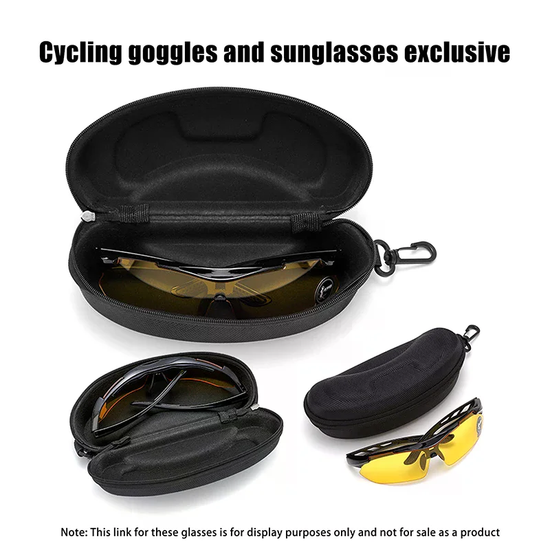 حافظة نظارات EVA محمولة مع خطاف حلقة تسلق نظارات شمسية سوداء حافظة صلبة بسحاب حامل صندوق حماية للنظارات #3