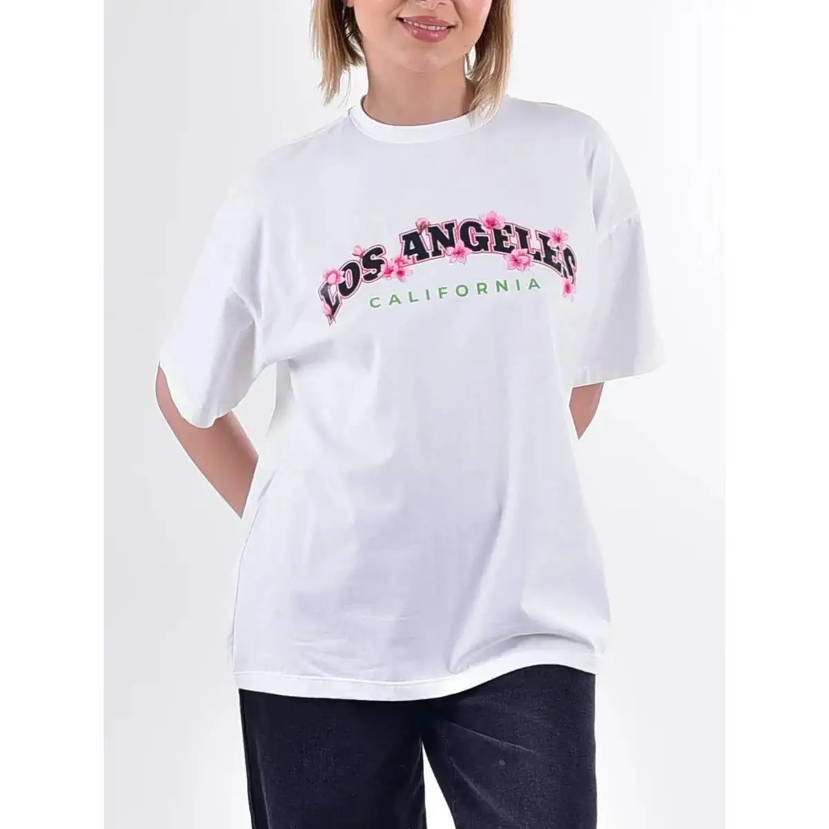 

American Casual Loose Printed ort Sve T-irt Women Comfortable Cotton round Ne Top for Summer Commute Faion