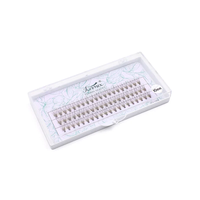 FUNMIX Brown Colored 10D Premade Cluster Faux Mink False Eyelashes Natural Soft Individual Lashes