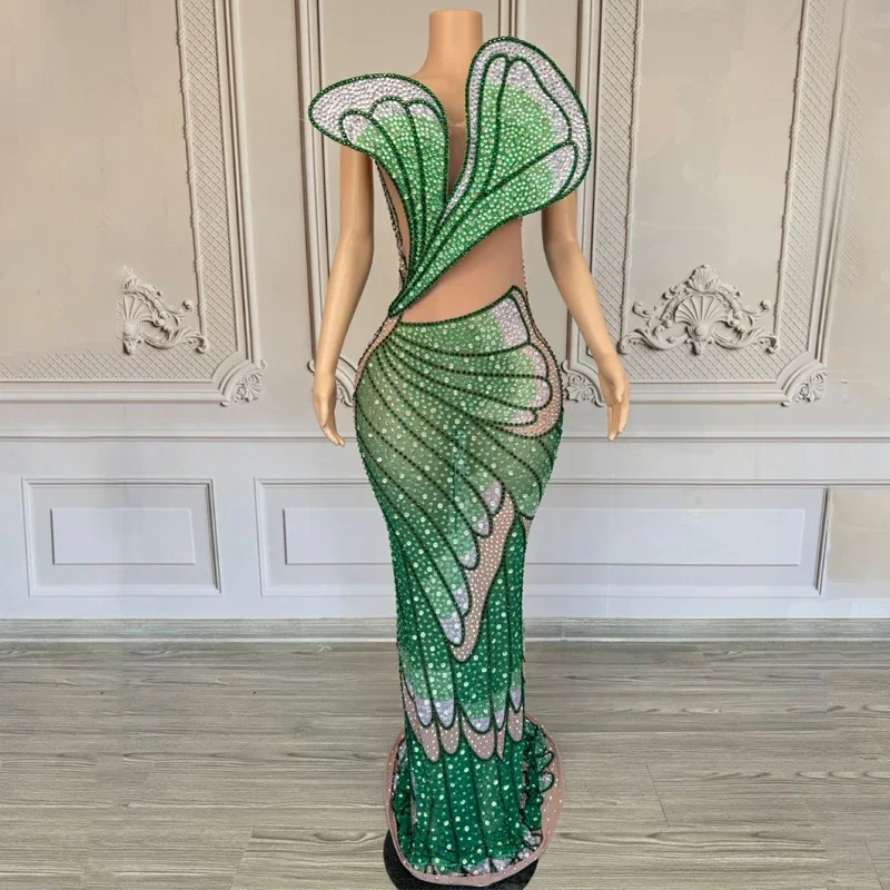 Schmetterling Strass Abendkleider Frauen Jazz Dance Kostüme Bühne Leistung Party Festival Outfit Sänger Show Gala kleid