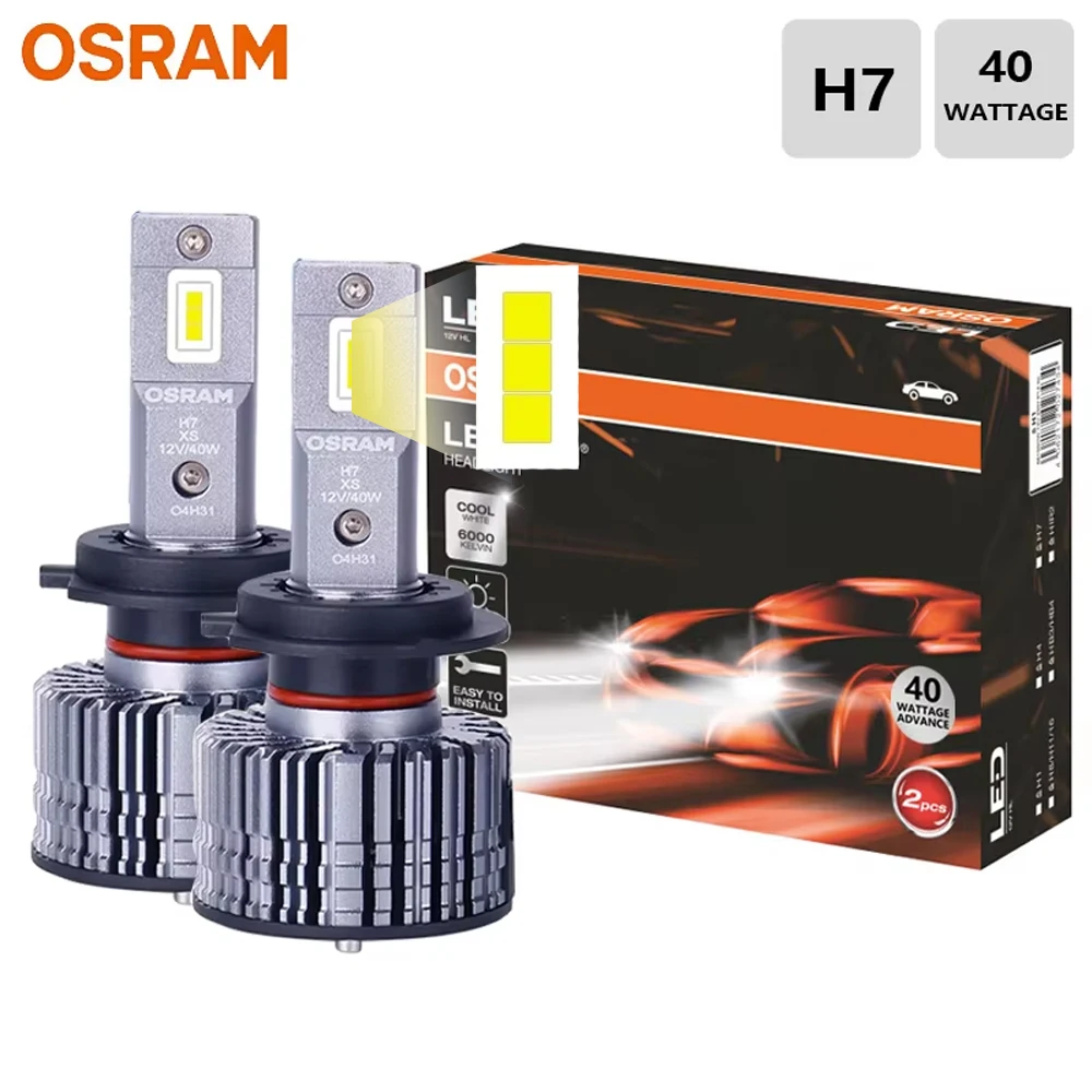 

Светодиодные лампы OSRAM H7 XLZ Advance 40W, яркие, 6000K, белые, для авто, модернизированные, противотуманные, с турбовентилятором, PX26d, 12/24V, пара