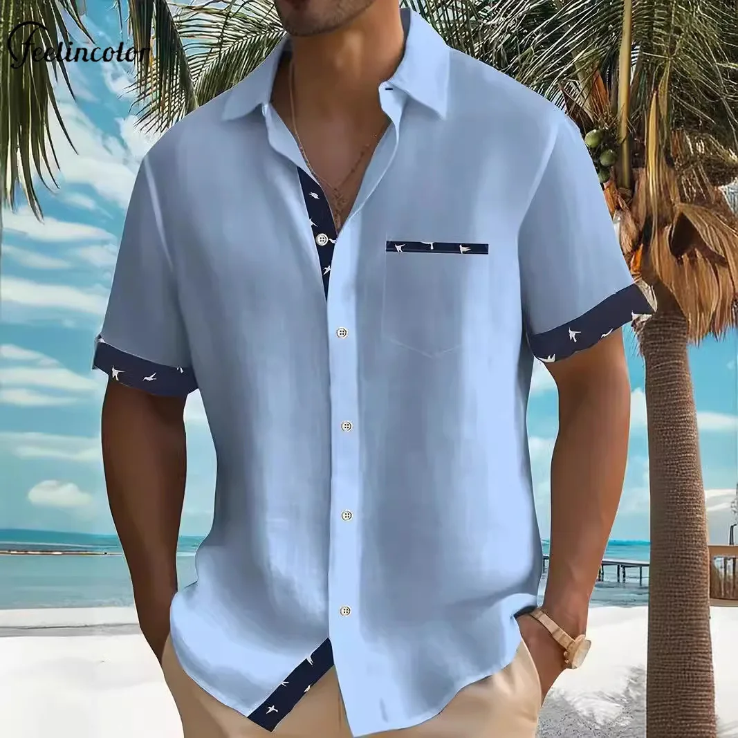 

Fashion Hawaiian Style 3D Digital Printing Shirt Men's Basic Patchwork Polo Shirts Casual Short Sleeve Shirt Summer Beach Tops