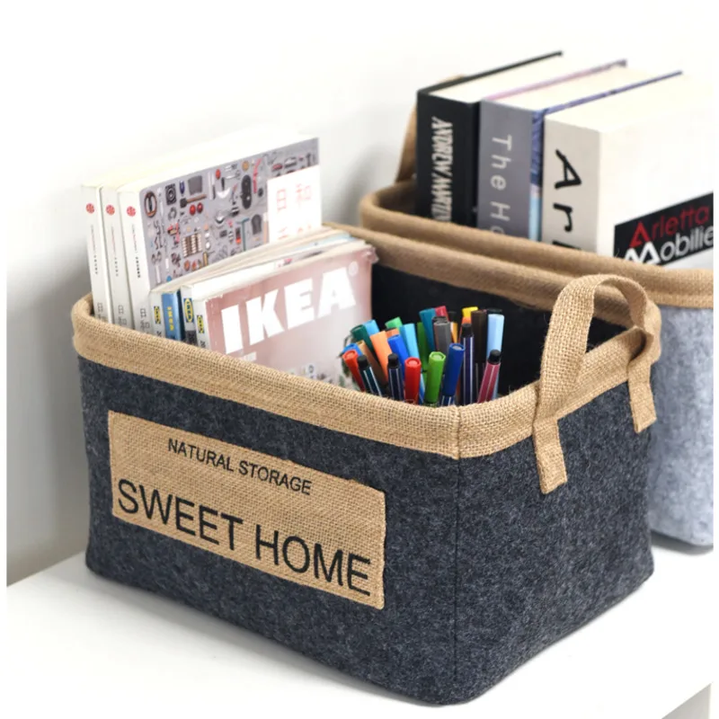 Scandinavian Felt Storage Basket Toy Organizing Bin Snack Sorting Basket Fabric Laundry Hamper Wardrobe Clutter Organizer Bag