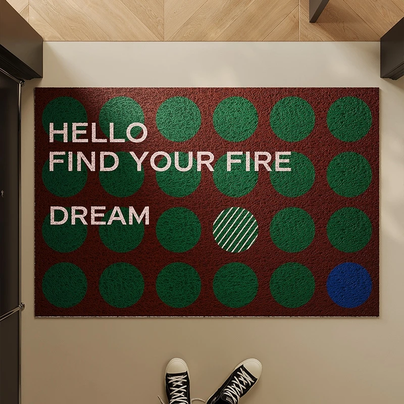 Simple high-grade silk ring floor mat, antique household entrance mat, PVC door mat for foot dust removal at the gate