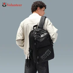 VOLUNTEER 27L Men's Waterproof Backpacks Laptop Black Oxford Cloth Casual Big Bag College Student Schoolbag Backpack Men 1832-02