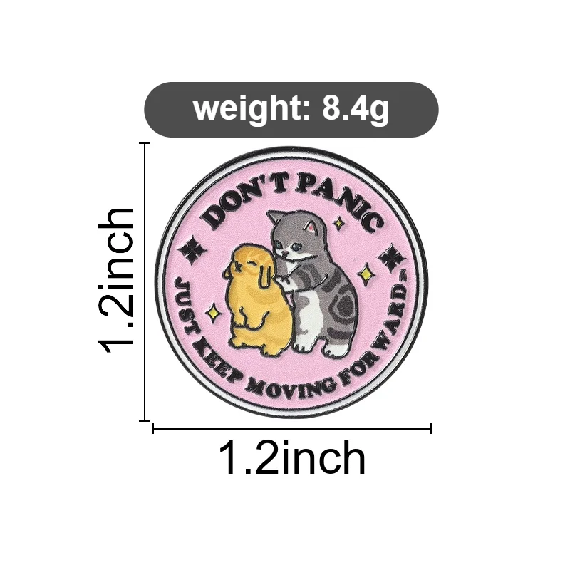 Cute Cartoon Animal Enamel Pins DON'T PANIC Metal Brooches Fashion Lapel Badge Backpack Clothes Jewelry Gift for Friends