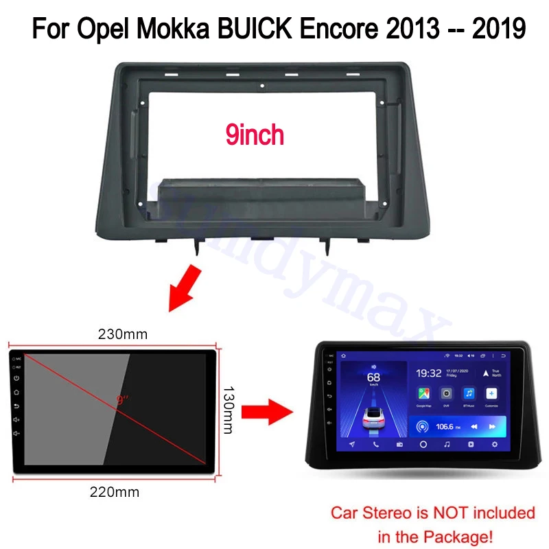 9inch Car Radio Fascia for Opel Mokka BUICK Encore 2012-2019 Double din Radio Fascia Frame Adapter CD Panel Dash Trim Bezel