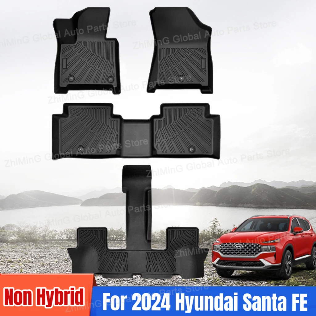 

Коврики из ТПЭ для 2024 Hyundai Santa FE, 6/7 местный, для любой погоды, защитный напольный коврик, коврик для багажника (не Гибридный)