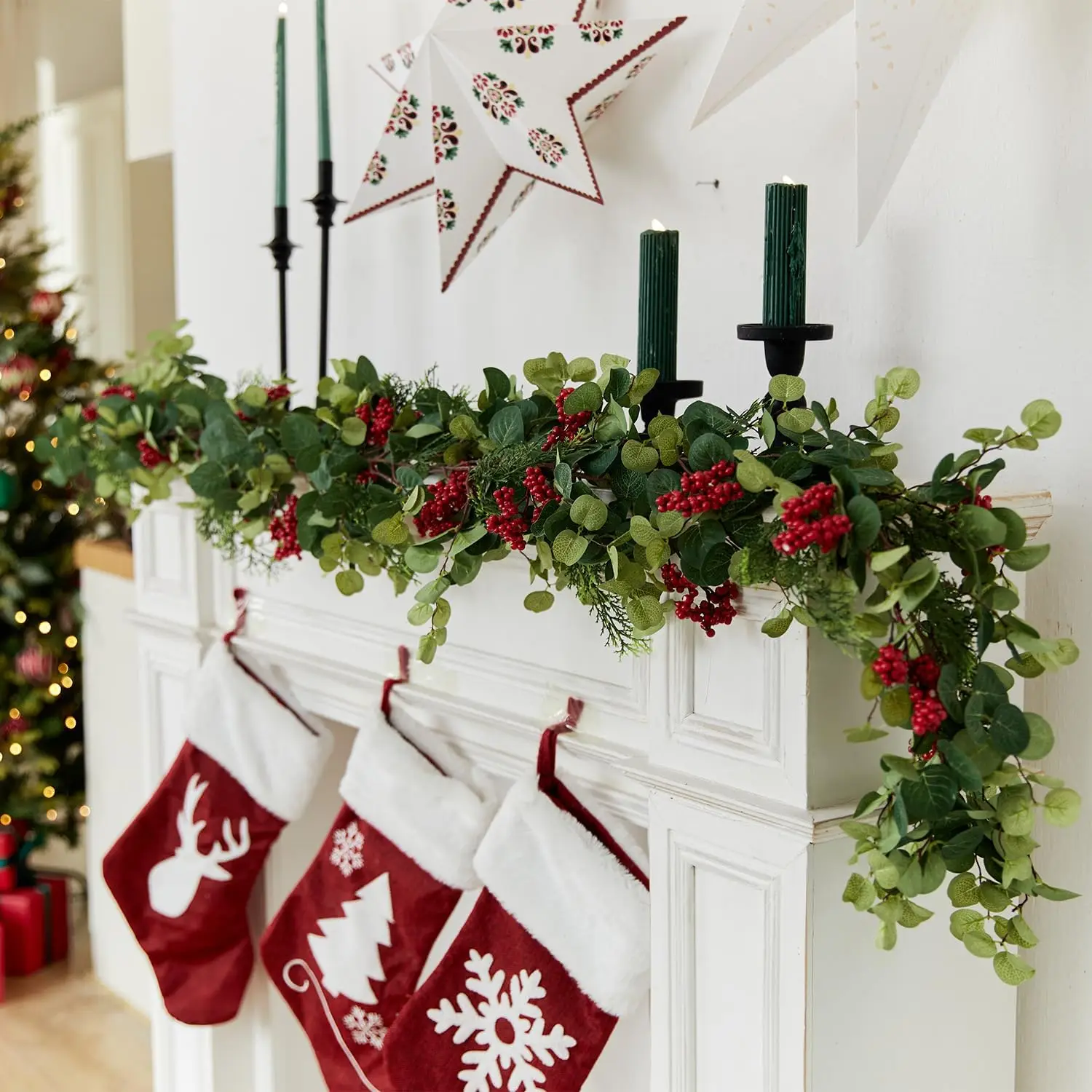 200cm Christmas Artificial Pine Cypress Christmas Garland Holiday Indoor Outdoor Winter Fireplace Green Garland Home Table Decor