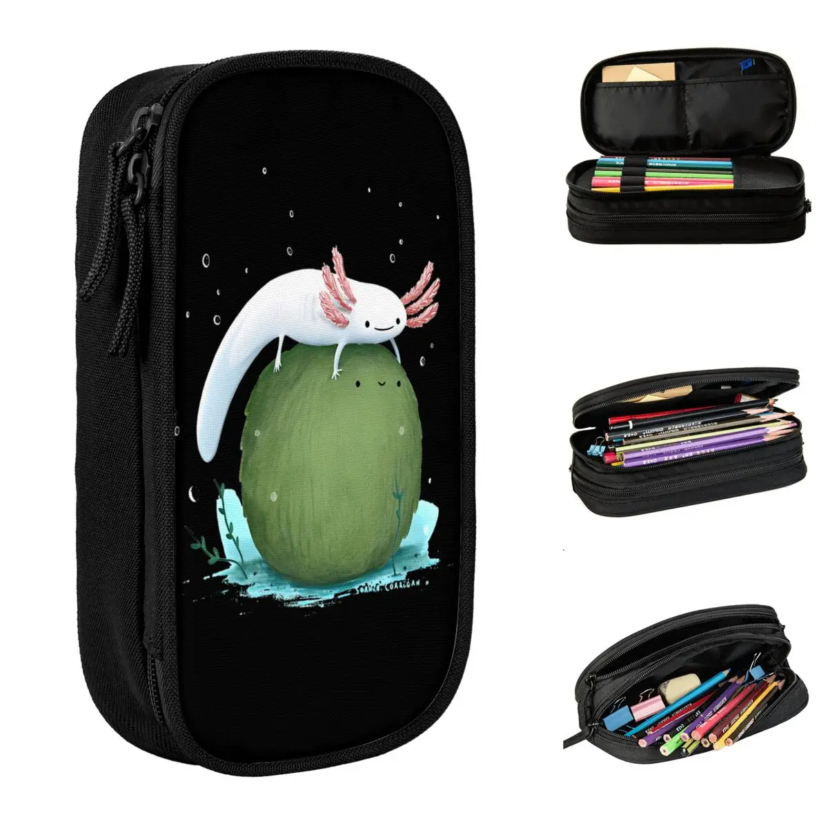 Axolotl Mexican Salamander Pencil Case New Animal Pen Box Bags Student Big Capacity Students School Gift Pencilcases