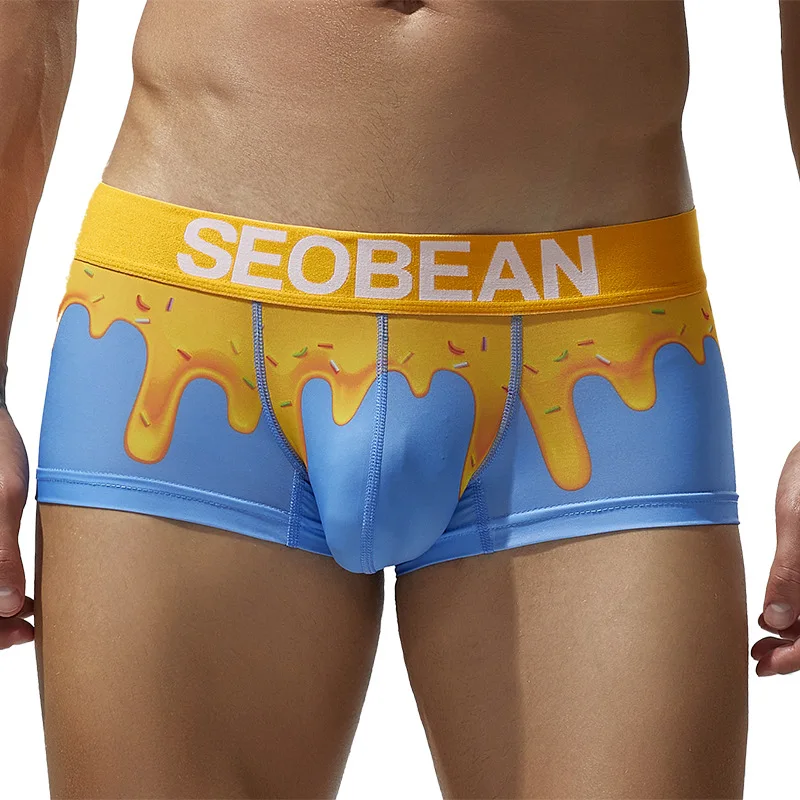 

Men's Boxers Cartoon Printed Underwear Breathable Hip-Lifting U Convex Pouch Panties Sports Wear-Resistant Underpants