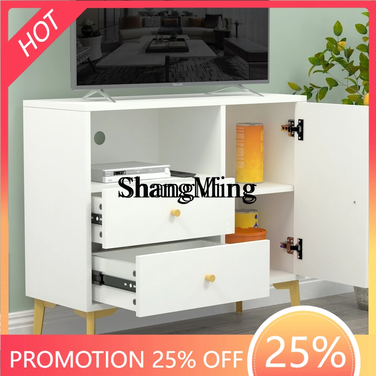 

FG good-looking solid wood simple small TV cabinet mini high bedroom narrow new light luxury storage locker