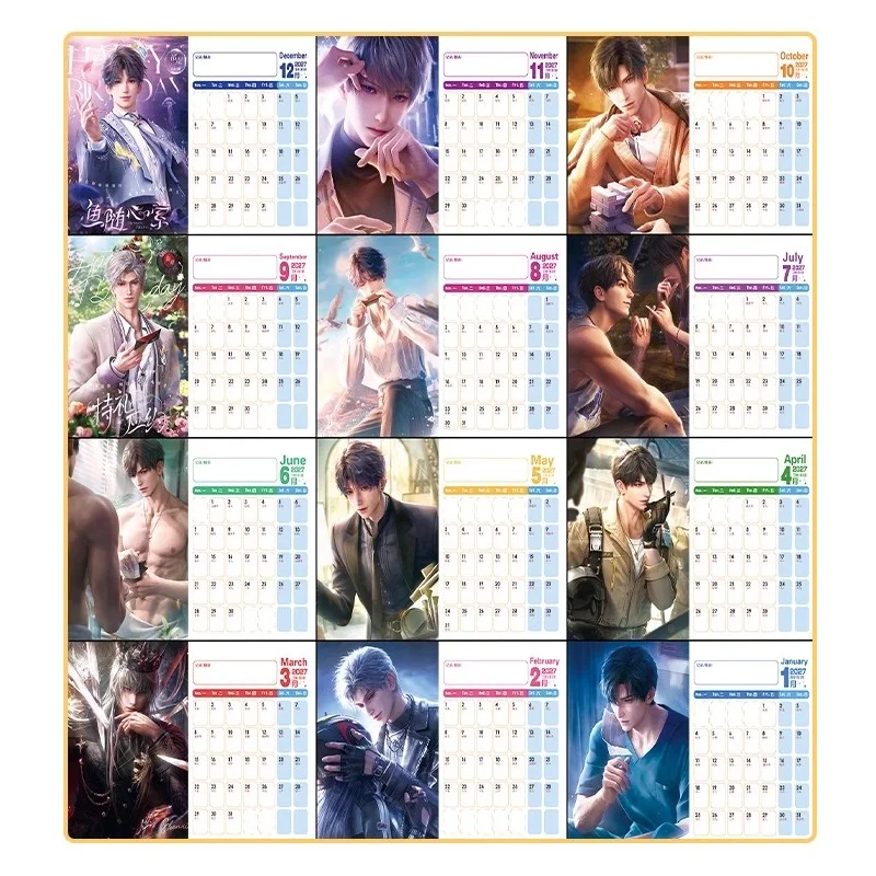 Calendario de escritorio Game Love And Deepspace 2026-2027 - Caleb Sylus Zayne Planificador mensual Regalo perfecto para fanáticos