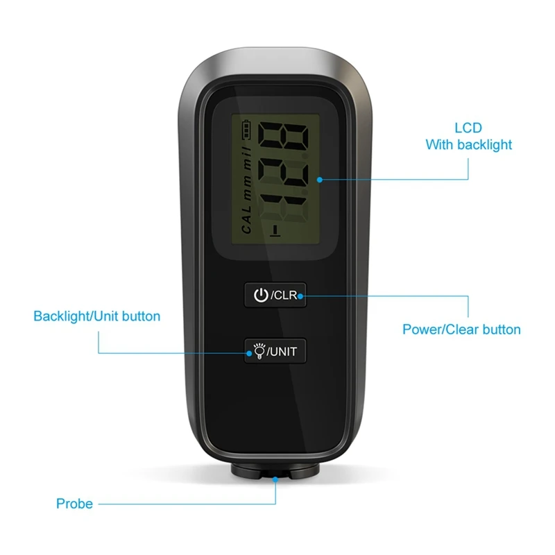 Vc100 VC-100 Digital Backlight LCD Film Thickness Meter Car Paint Thickness Tester Coating Thickness Gauge Best Tester