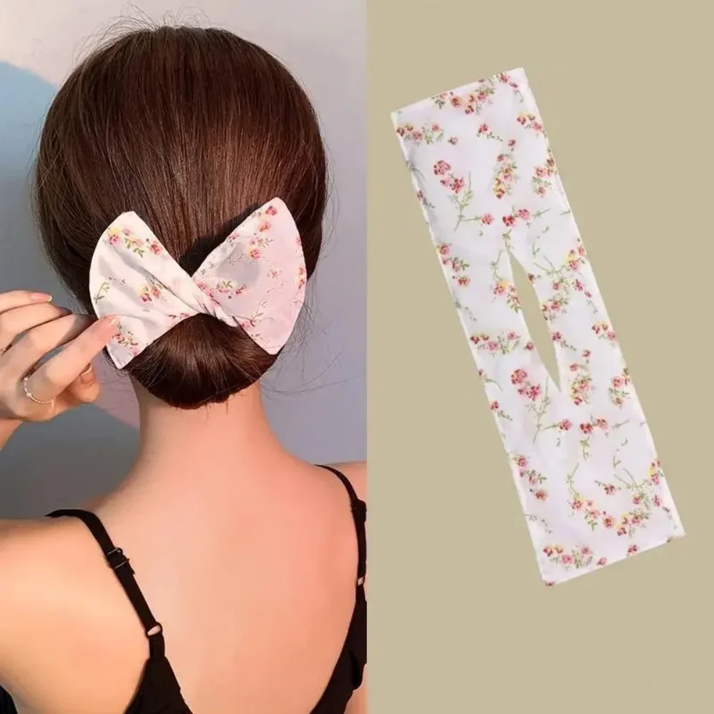 Fashion Knotted Wire Headband for Women Summer Bun Hair Bands Print Hairpin Braider Easy DIY Accessories Bow Hairpin