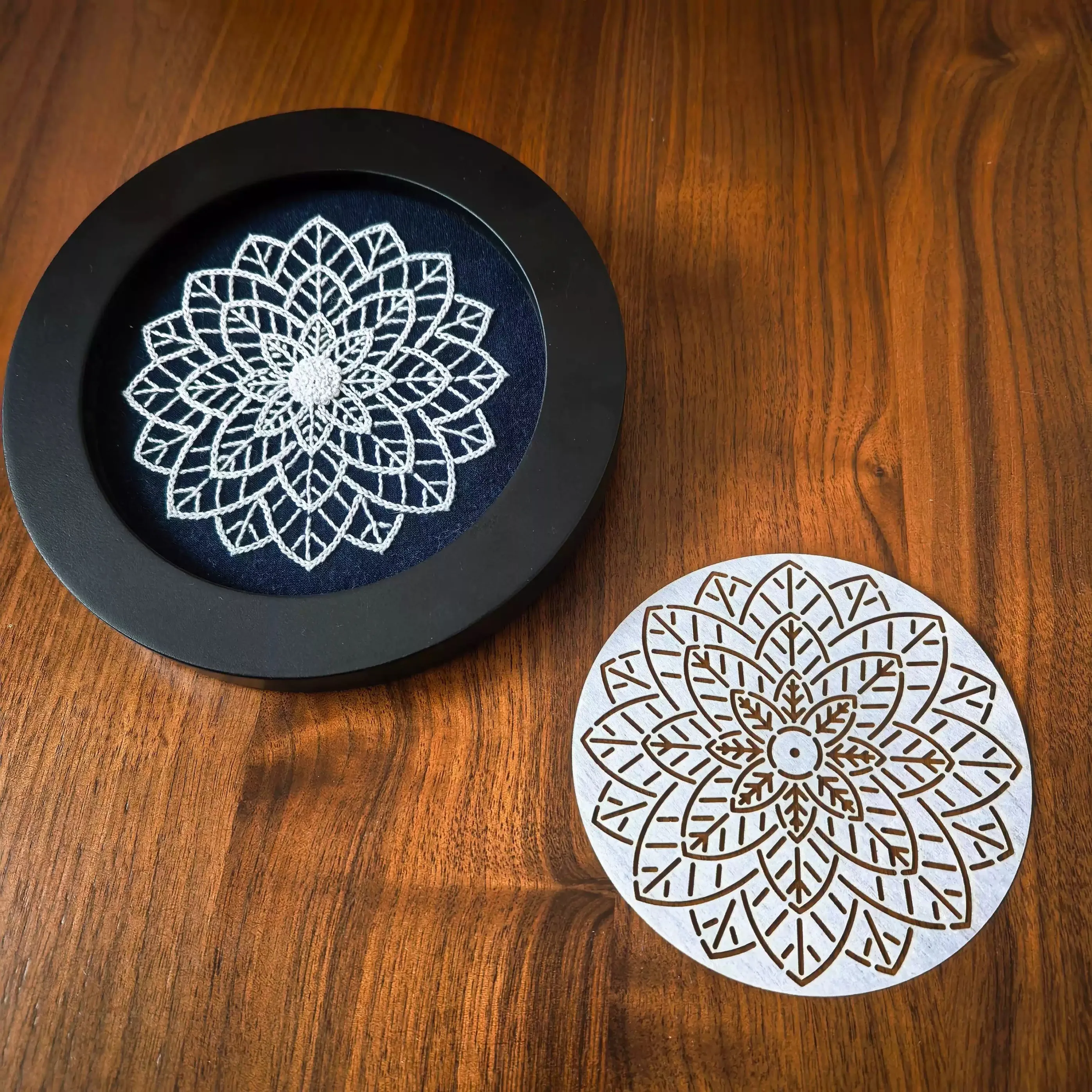 Snowflake Lotus Sashiko Stencil,Reusable Plastic Template for Fabric Tracing Japanese Embroidery Tool for Sewing and Quilting