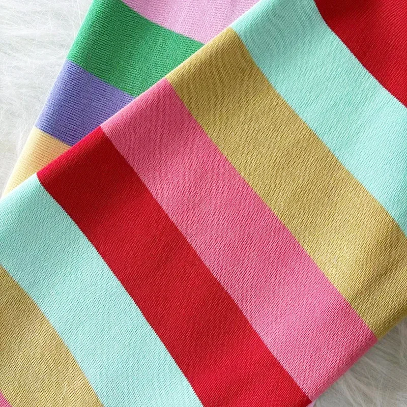 Arc-en-ciel Chic mode Sexy Wrap hanches robe mi-longue femmes Y2K bande tricoté moulante robe d'été Streetwear dames tenues robe d'été