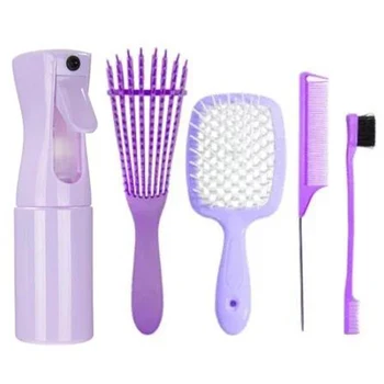 5 teile/satz Entwirren Haar Pinsel Lockiges Haar Gebogene Ratte Schwanz Kamm Set Natürliche Nass Lockige Untangle Haar Pinsel Barber Salon haar Werkzeuge
