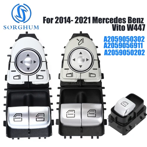 SORGHUM 2059050302 2059057011 Interruptor de ventana principal eléctrico de 3 pines para Mercedes Benz Vito W447 A 2014-2021 2059050302 2059050202 2059056911