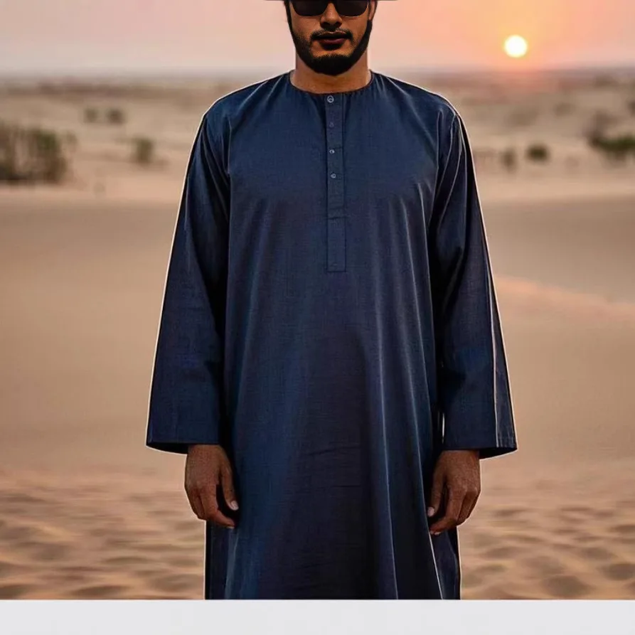 2025 Abito da uomo nuovo Casual e confortevole Abito musulmano Abito Omani Abito con tasca laterale Abito Abaya Ramadan Dubai Lusso Islam Elegante