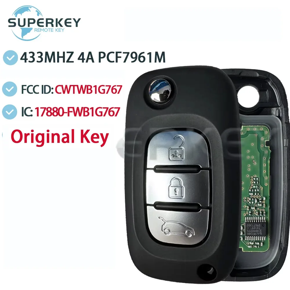 

Оригинальный чип 4A PCF7961 для Renault Megane III Twingo Duster Flip Remote Smart OEM, автомобильный брелок FCC ID: CWTWB1G767
