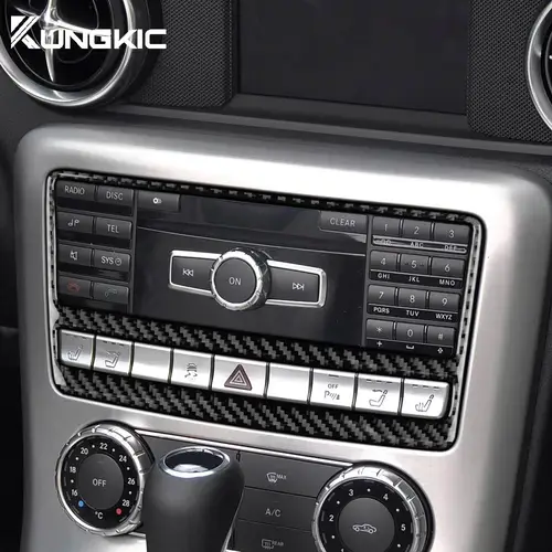 Para Mercedes Benz SLK R172 2011 2012 2013 2014 2015 2016 fibra de carbono suave Real Control Central de coche CD Panel embellecedor pegatina