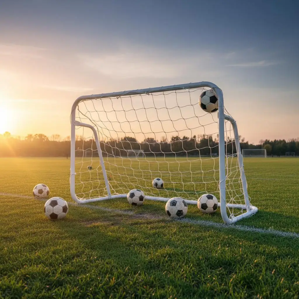 But de football pour enfants 121x60x80cm, structure métallique, tubes de 32mm, ancrages au sol, montage portable sans outils pour jardin, parc, entraînement en intérieur
