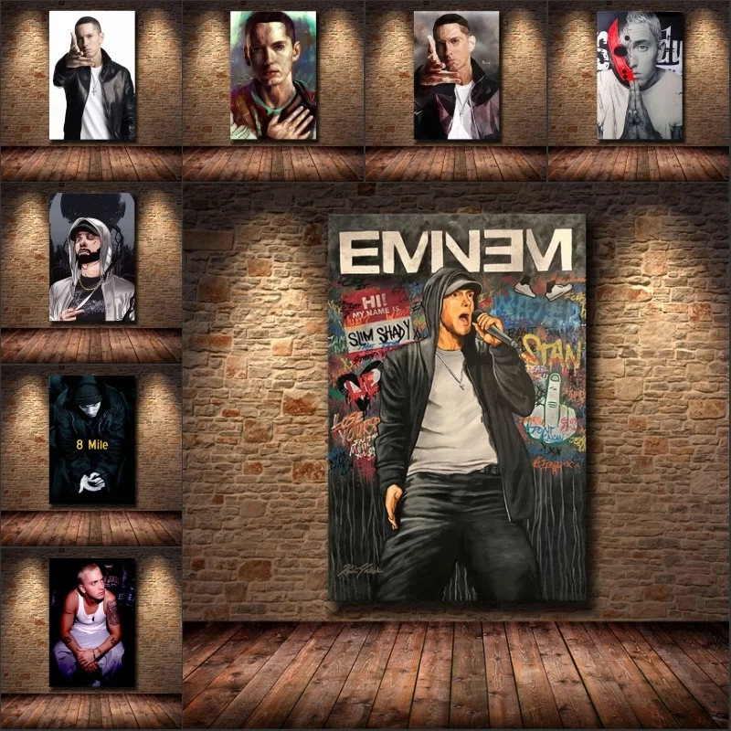 Canvas Painting Eminem Hip Hop Rap God Super Rapper Singer Music Star Posters And Prints Wall Art Picture Abstract Home Decor