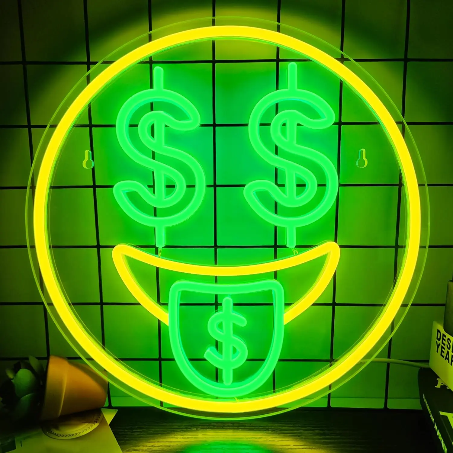 Cash Dollar Face USB Powered Led Neon Sign Dimmable Neon Light Wall Decor For Room Decor Party Handmade Gift Pub Game Room