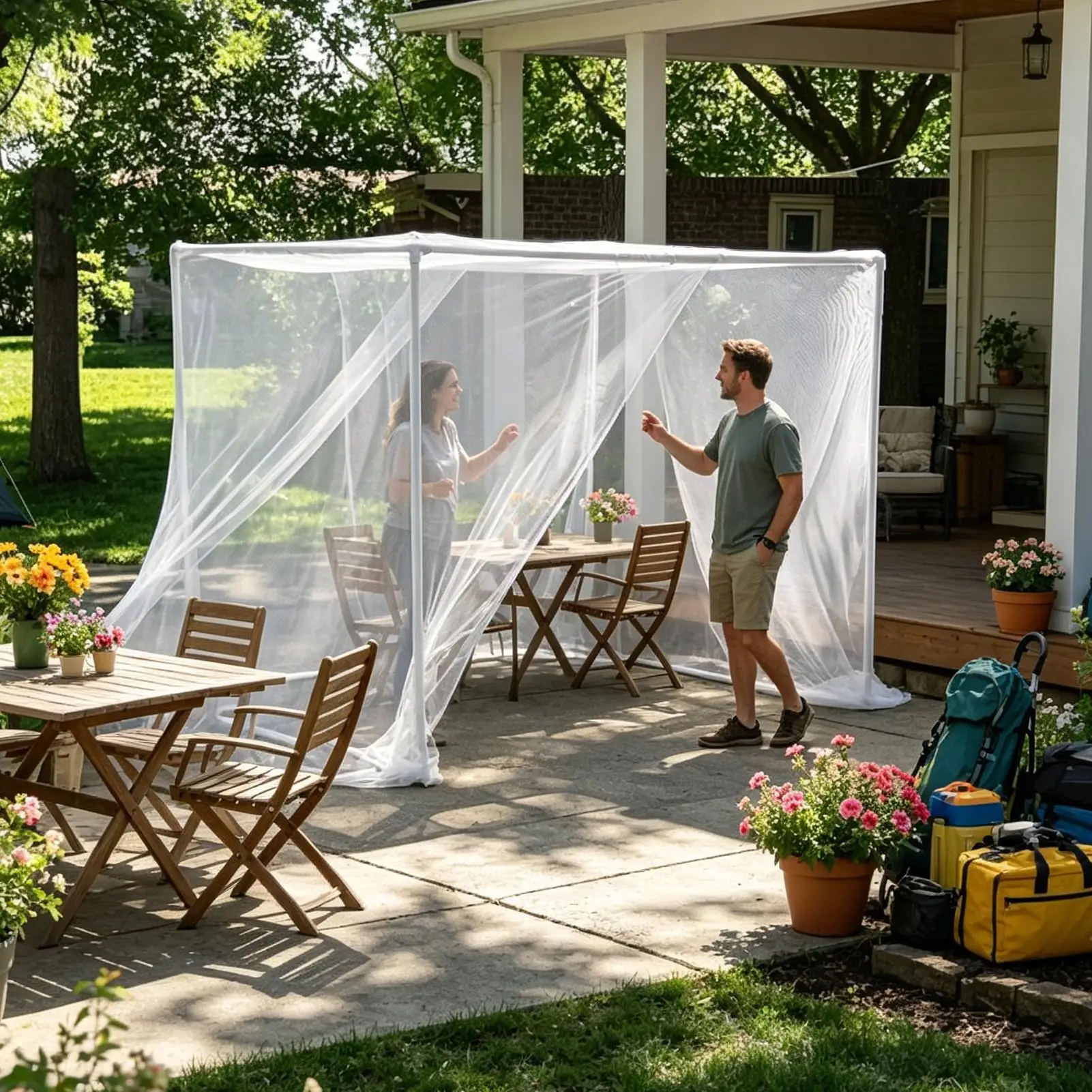 Outdoor Fly Net Fine Mesh Extra Large Tear Resistant Screen Camping Bed Tent Animals Barrier For Garden Yard Patio Balcony Lawn