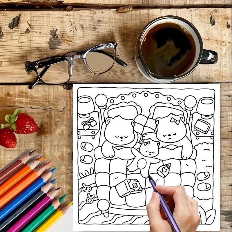 28 Pages Family Time Coloring Book for Adult | Colouring Book, Drawing Supplies for Christmas, Thanksgiving