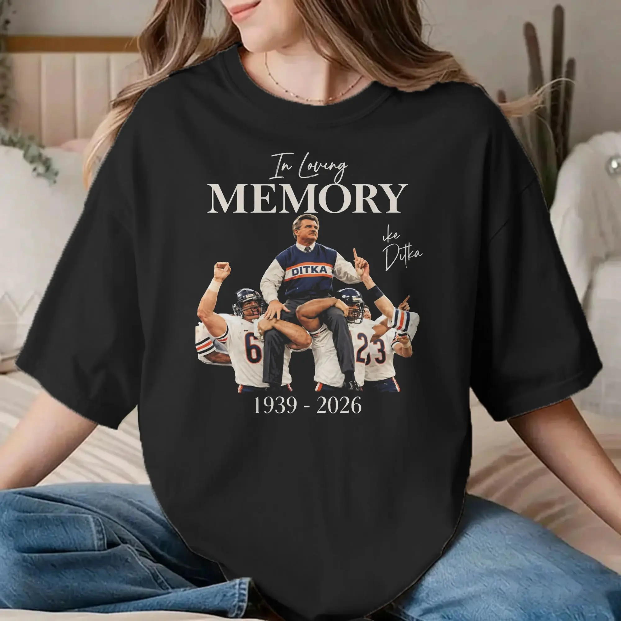 Mike Ditka Football T-Shirts Men Women  Casual Pure Cotton Tees Round Collar Short Sleeve T Shirt Gift Idea Clothes