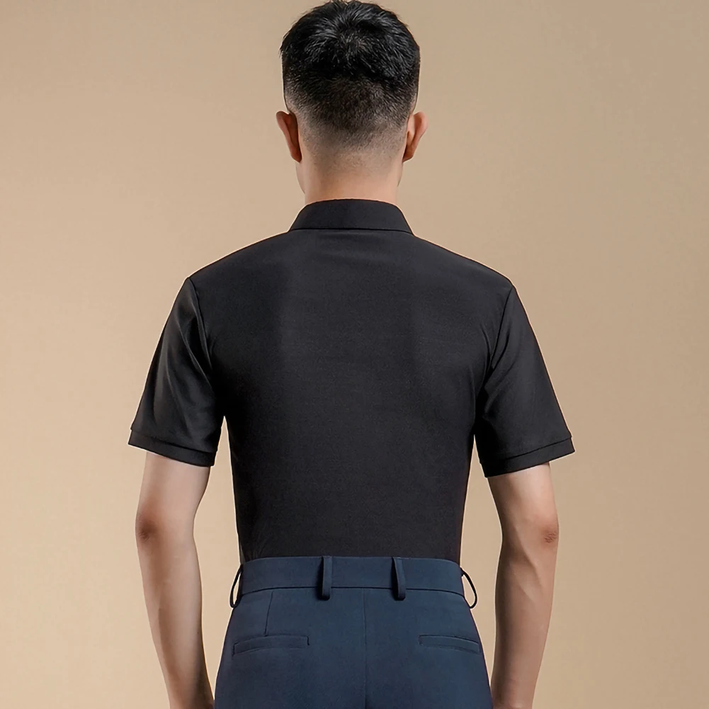 ラテンダンス ダークブルー 練習着 社交ダンス メッシュ メンズダンススーツ トップス 半袖 新品 ブラックシャツ