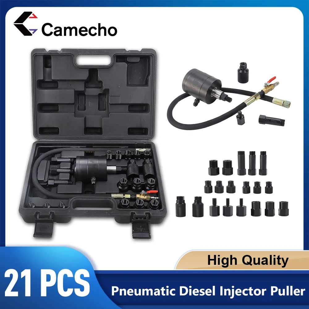 Camecho 21 Stück Diesel-Injektor-Entfernungs abzieher mit verschiedenen Adaptern Pneumatischer